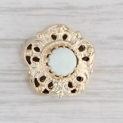 Vintage Ornate Opal Flower Slide Charm 14k Yellow Gold AV October Birthstone • $299.99