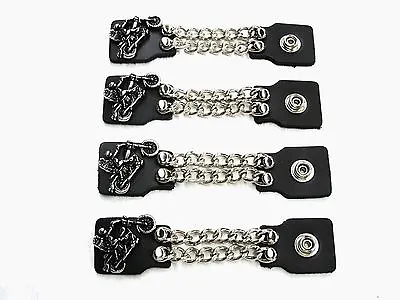 4 Pc Genuine Leather Motorcycle Biker Vest Chain Extenders High Quality USA Made • $38.95