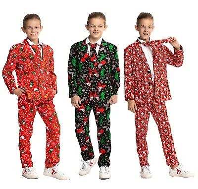 Xmas Party Suit Boy Girl Christmas Costumes Funny Party Suit Blazer Trousers Tie • £19.90