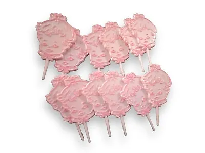 Vintage Pink Mini Baby Head Cupcake Cake Topper Shower Pick Decor Lot Of 12 Pcs • $8