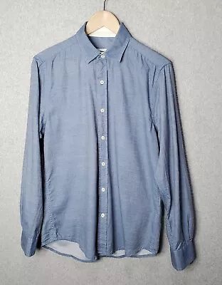 G-Star RAW Shirt Button Up Chambray Long Sleeve Mens Size Large Blue 100% Cotton • $18.98