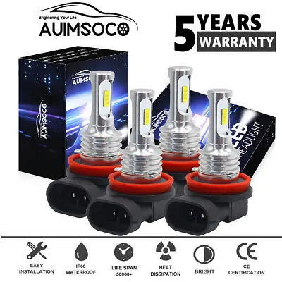 4X H11+H11 LED Headlights Kit Combo Bulbs 6000K Low Beam +Fog Super White Bright • $24.99