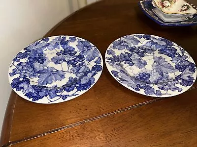 La Primula Blue Grapes And Vines SET OF 2 8  DIAMETER PLATES Made IN ITALY • $19.99