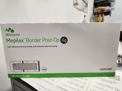 Mepilex Border Post-Op Ag Silver 4x8  Box/5 498400 - Exp: 2025-07-28 • $37.99