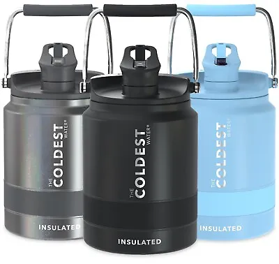 COLDEST Half Gallon Sports Water Bottle 64 Oz 1/2 Gallon (Straw Lid) Half Jug • $84.99