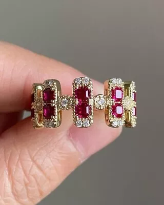 2Ct Princess Lab Created Ruby Half Eternity Wedding Band 14K Yellow Gold Plated • $113.39