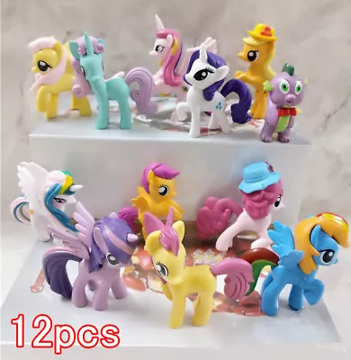 12pcs/set My Little Pony Action Figures Toys Cartoon Twilight Sparkle Toy Gift • £6.44