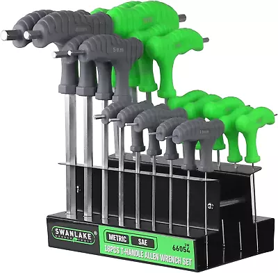 SWANLAKE 18-Piece T-Handle Allen Wrench Set Inch/Metric Long Arm Ball End Hex • $37.90