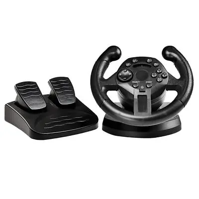 Racing Game Steering Wheel Pedal Set Simulator Driving For • £42.12