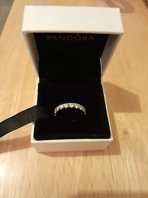 Genuine Pandora Sparkling Row Ring Gold Plate Met Size - 54 • £20