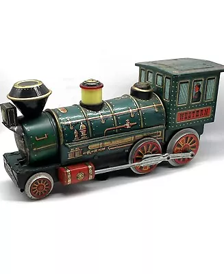 Vintage Battery Operated WESTERN Locomotive Train Modern Tin Toy Japan R • $35