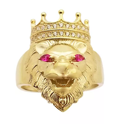 10K Yellow Gold Lion Ring Crown Lion Head Ring 7 G  • $399