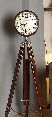 Handmade Brown Wood Grandfather Style Floor Clock Vintage Folding Antique Replic • $186.75