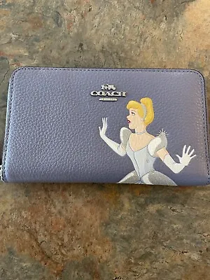 NWOT Disney X Coach Medium Id Zip Wallet With Cinderella • $125