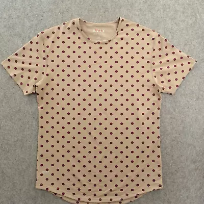 BYLT Shirt Mens Large Beige Red Drop Cut Lux Short Sleeve Polka Dot New • $23.95