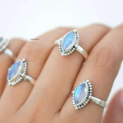 Rainbow Moonstone Ring Solid 925 Sterling Silver Ring Handmade Ring Size All EE3 • $10.11