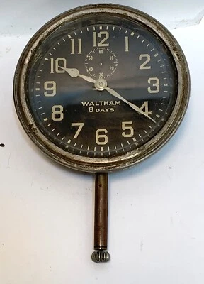 Vintage Waltham 8 Day Car Clock -7 Jewel  3 1/4  Dial-Parts/Repair • $49.99