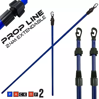 X2 Extendable Clothes Washing Line Prop Pole Heavy Duty Telescopic Support 2.4m • £11.50