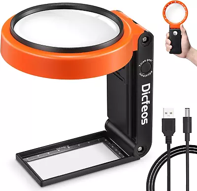 Dicfeos 30X 40X Magnifying Glass With Light And Stand Folding Design 18 LED For • $19.43