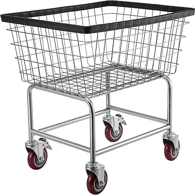 VEVOR Wire Laundry Cart Wire Laundry Basket 2.2 Bushel Heavy Duty W/ 5'' Wheels • $101.51