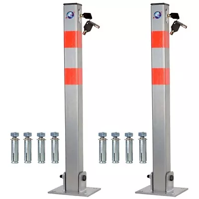 2X Parking Barrier Folding Lockable Car Park Bollard Security Driveway Post • £46.85