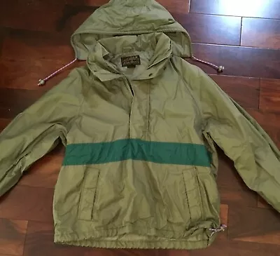 Eddie Bauer Green Hooded Rain Gore-Tex Jacket Coat Windbreaker Anorak Sz L • $25