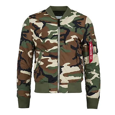 ALPHA INDUSTRIES - Mens L-2B Dragonfly Blood Chit Flight Bomber Jacket - Camo • $86.99