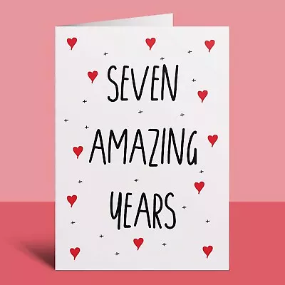 7 Year Anniversary Card For Wife Husband Boyfriend Girlfriend 7th Wedding Gift • £3.75