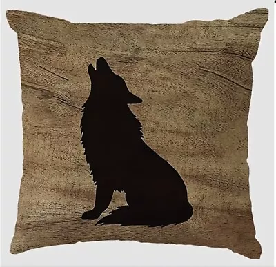 Rustic Hunting Cabin Lodge Lake House BLACK WOLF THROW PILLOW COVER HOME DECOR • $15.95