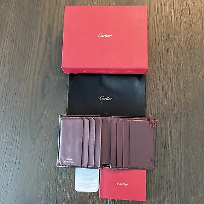 Cartier Must De Cartier Folded Calf  Leather Wallet/purse Black W/Box • $95.50