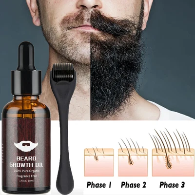 $17.95 • Buy Beard Growth Kit Derma Roller Activator Serum Oil Set With Wooden Brush Comb