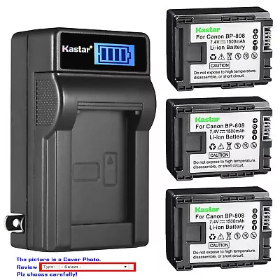 Kastar Battery LCD Wall Charger For Canon BP-808 & Canon FS10 FS11 Camcorder • $23.49