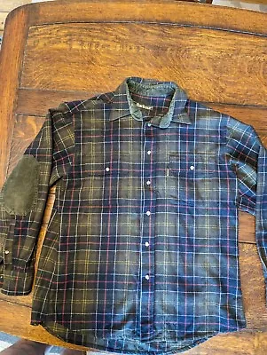 Barbour Merino Wool Tartan Green Yellow Shirt • £79