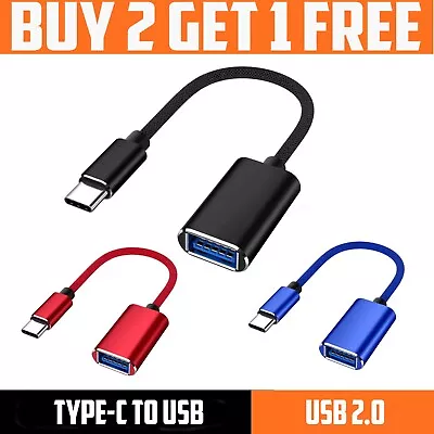 USB-C Male OTG A Female Data Connector Converter Cable Type C To USB Adapter • £2.95