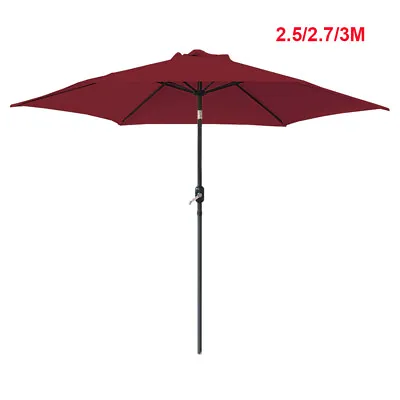 2.5/2.7/3M Garden Parasol Sun Shade Canopy Patio Outdoor Umbrella W/ Crank Tilt • £48.95