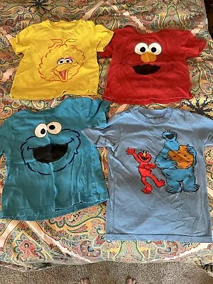 Four Sesame Street 3T Shirt Lot Elmo Big Bird And Cookie Monster • $10