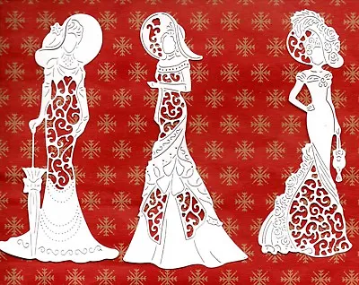 9 New Tattered Lace Art Deco Lady  With Hat Die Cuts -  Topper-girl/mother  Xmas • £1.75