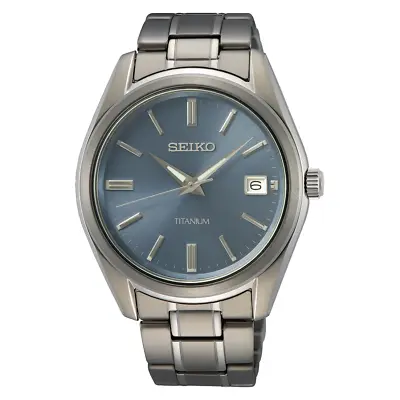 $180 • Buy SEIKO Men's Watch Classic Quartz Blue Dial Titanium Strap Sapphire Casual SUR371