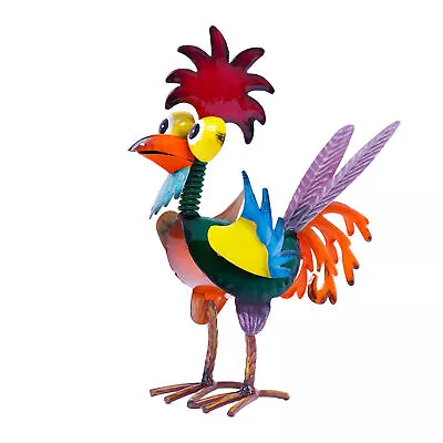 Funny Garden Rooster Statue Indoor/Outdoor Wacky Metal Rooster Yard Statue Decor • $23.01