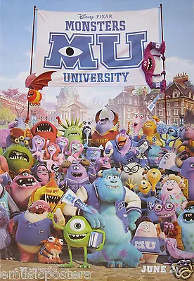 DISNEY  MONSTERS UNIVERSITY CHARACTERS UNDER MU LOGO SIGN  POSTER-Monsters Inc • $17.31