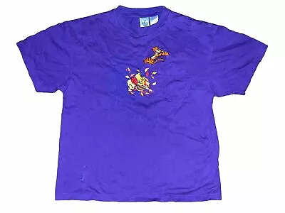 Vintage Winnie The Pooh & Tigger Purple Cut Tag XL Pocket T-Shirt Embroirded • $17.09