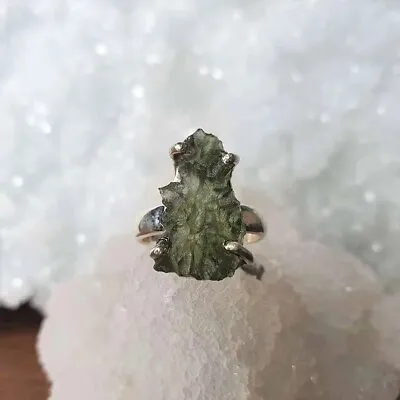 Genuine Natural Moldavite Ring 925 Sterling Silver Handmade Jewelry Gift For Her • $34.45