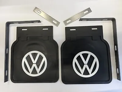 NEW PAIR - VW Bug Mud Flaps Whit W/ HD BRACKETS 1950-ON FITS ALL BUGS 111821805 • $73.95