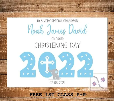 £3.25 • Buy Personalised Christening Card Girl Boy Baptism Dedication Pink Blue