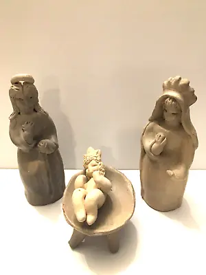 Mexican Handcrafted Clay Creche Nativity Set 4 Piece 7  • $25