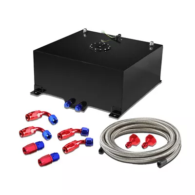 10 Gallon Aluminum Fuel Cell Gas Tank W/Cap + Level Sender + Steel Fuel Line Kit • $137.96