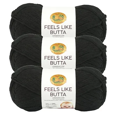 (3 Pack) Lion Brand Yarn 215-153 Feels Like Butta Yarn Black • $11.99