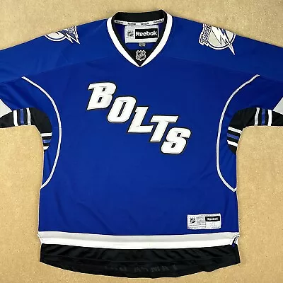 Tampa Bay Lightning Jersey Mens X-Large Blue Black Reebok NHL Ice Hockey Bolts • $57.84