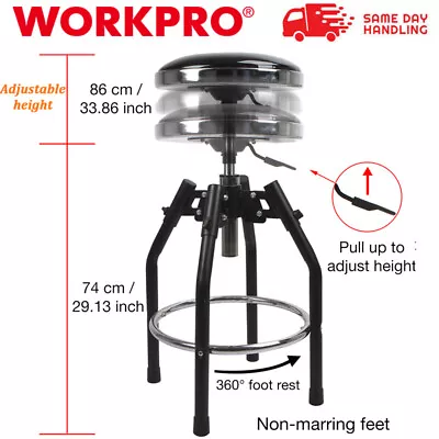 WORKPRO Swivel Bar Stool 360 Degree Work Seat Hydraulic Adjustable Shop Stool US • $92.14