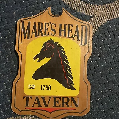 Vintage Mare’s Head Tavern Stallion Horse Bar Sign Wood Man Cave 8.75x6” • $9